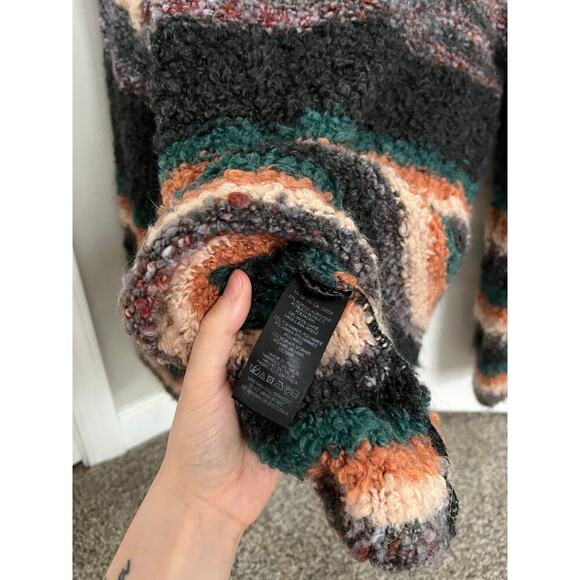 Moth by Anthropologie Italian Wool Earth Tone Striped Turtleneck Sweater - Picture 6 of 7